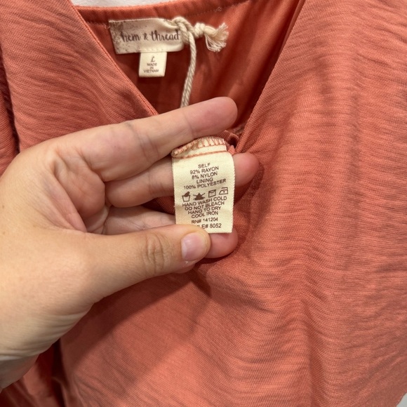 Hem & Thread Layered Ruffle Top Wide Leg Jumpsuit Thin Strap Belted Large - Picture 7 of 9